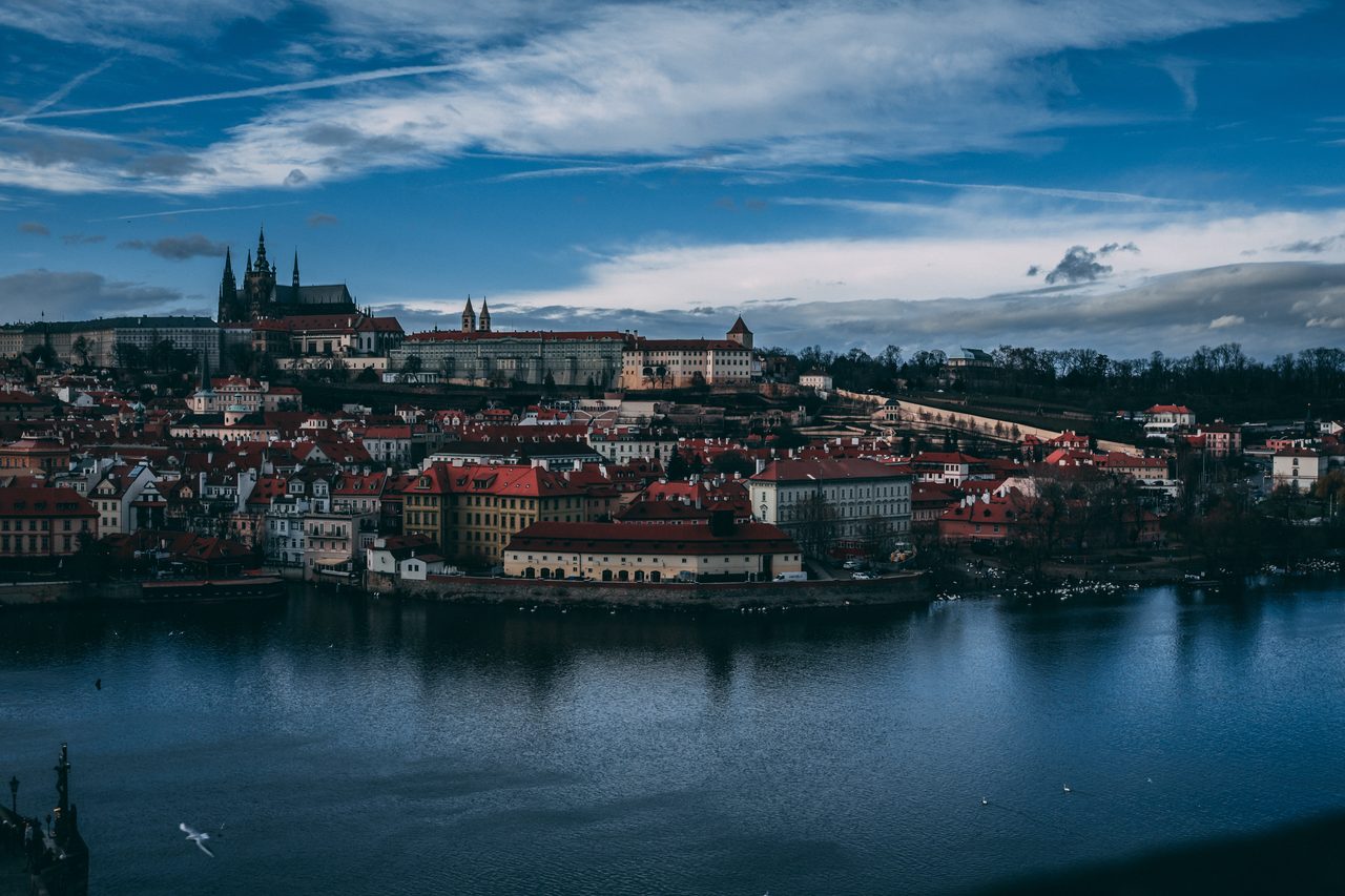 Prague Castle and St Vitus Cathedral on the hill above the river